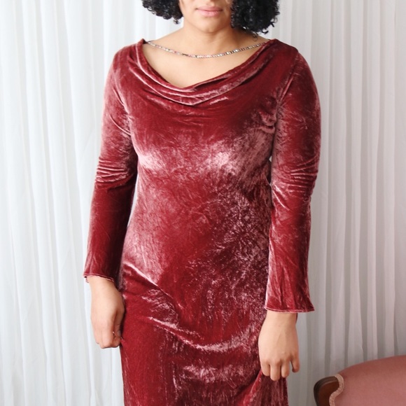 80’s / 90’s Velvet Cowl Neck Dress - Picture 8 of 8